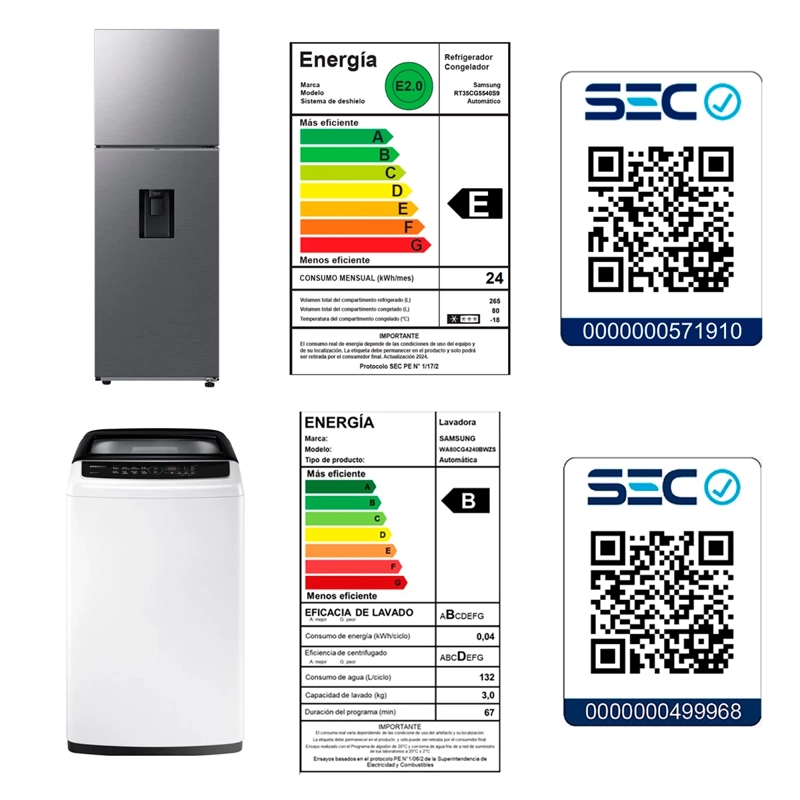 REFRIGERADOR TOP FREEZER SAMSUNG RT35CG5540S9ZS 345L NO FROST PLATA + LAVADORA CARGA SUPERIOR 8KG - 10