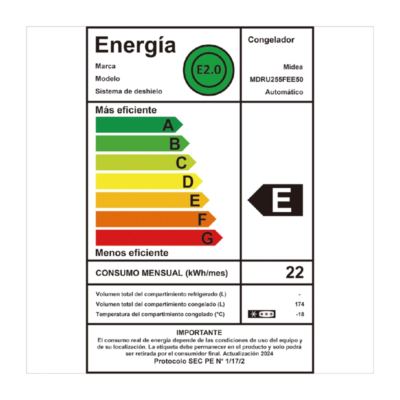 CONGELADOR VERTICAL MIDEA MDRU255FEE50 174L NO FROST PLATA - 4