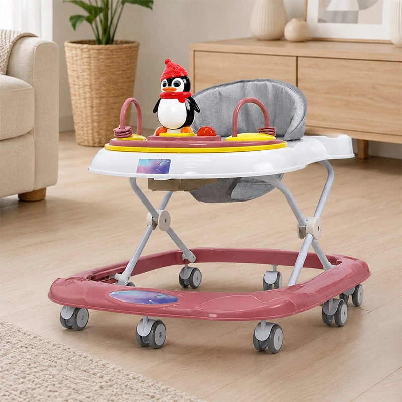 ANDADOR KIDSCOOL PARA BEBÉ PINGÜINO RUEDAS ROSADO