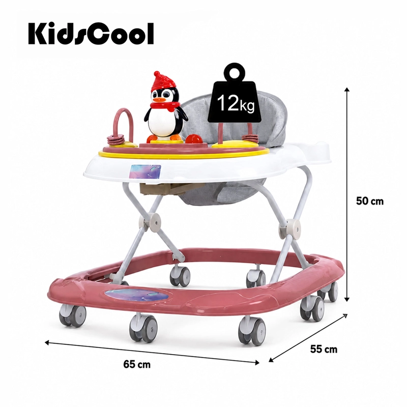 ANDADOR KIDSCOOL PARA BEBÉ PINGÜINO RUEDAS ROSADO - 7