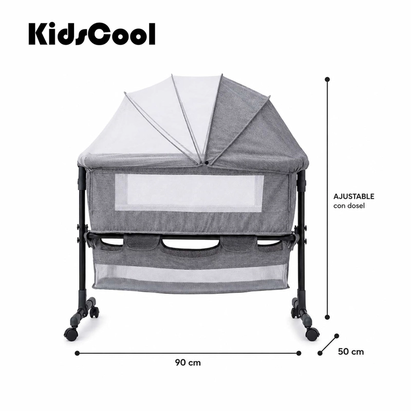 CUNA COLECHO KIDSCOOL COMPACTA PLEGABLE MECEDORA GRIS - 7