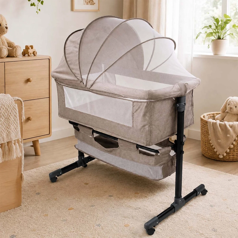 CUNA COLECHO KIDSCOOL COMPACTA PLEGABLE MECEDORA CAQUI