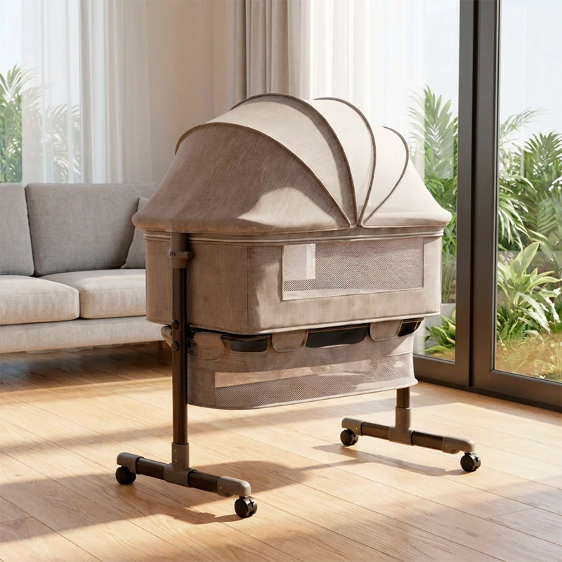 CUNA COLECHO KIDSCOOL COMPACTA PLEGABLE MECEDORA CAQUI - 7