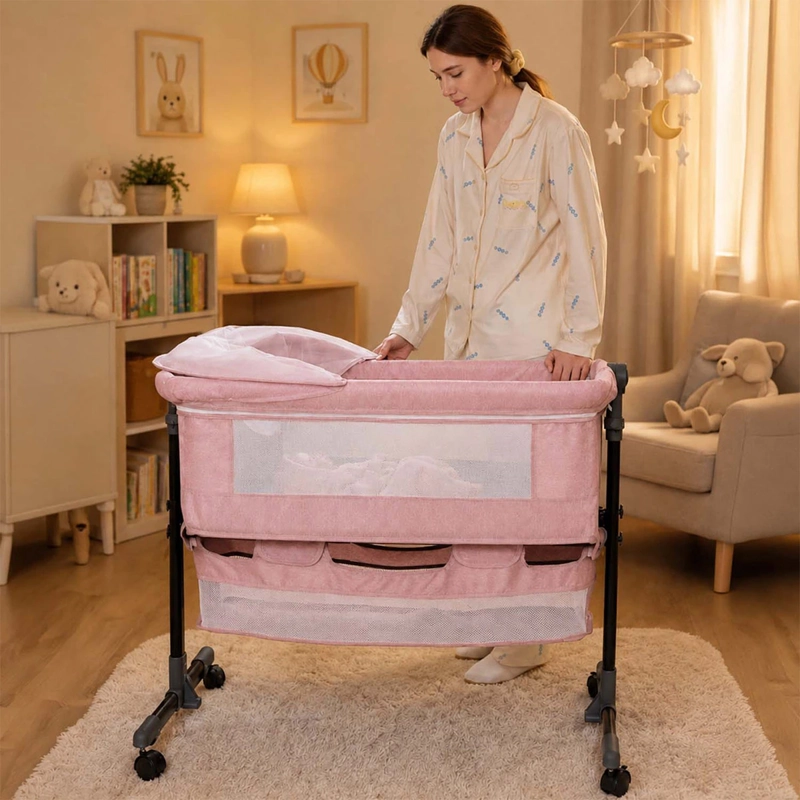 CUNA COLECHO KIDSCOOL COMPACTA PLEGABLE MECEDORA ROSADO - 6