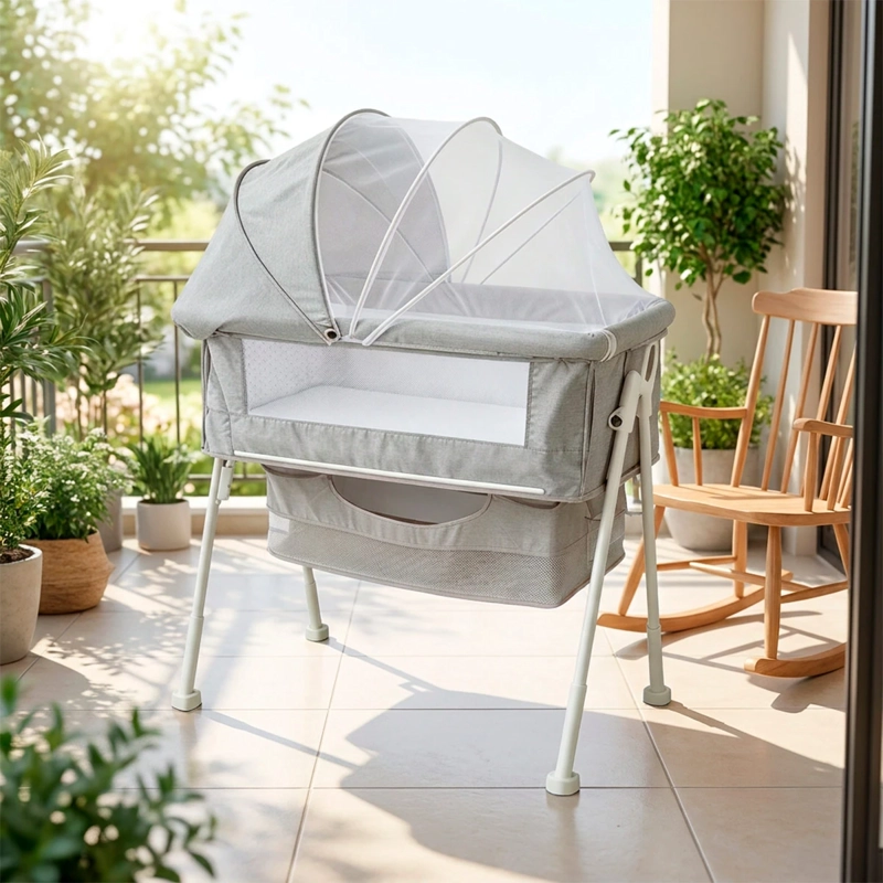 CUNA COLECHO KIDSCOOL MULTIFUNCIONAL PLEGABLE GRIS
