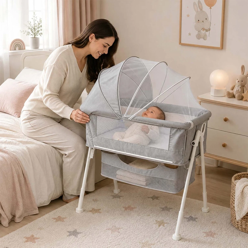 CUNA COLECHO KIDSCOOL MULTIFUNCIONAL PLEGABLE GRIS - 5