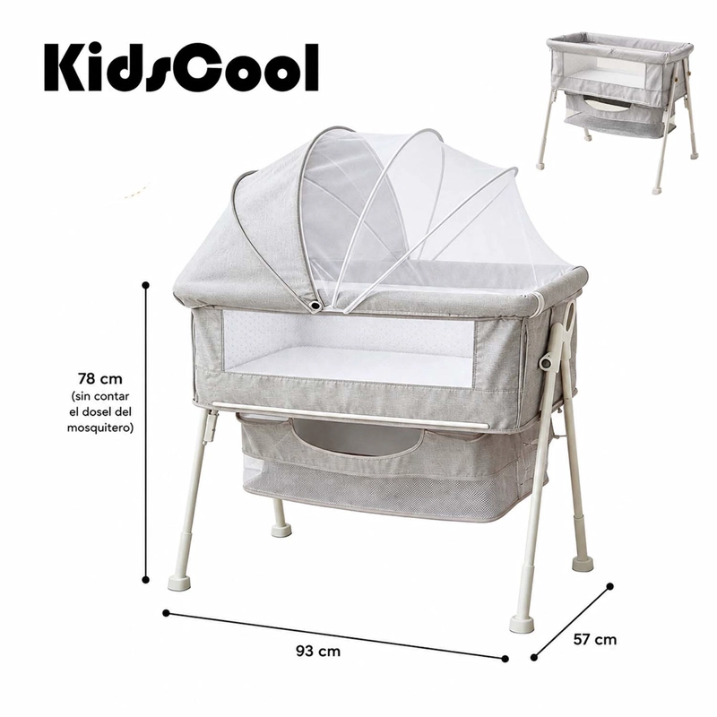 CUNA COLECHO KIDSCOOL MULTIFUNCIONAL PLEGABLE GRIS - 6