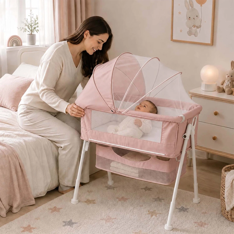 CUNA COLECHO KIDSCOOL MULTIFUNCIONAL PLEGABLE ROSADO - 6