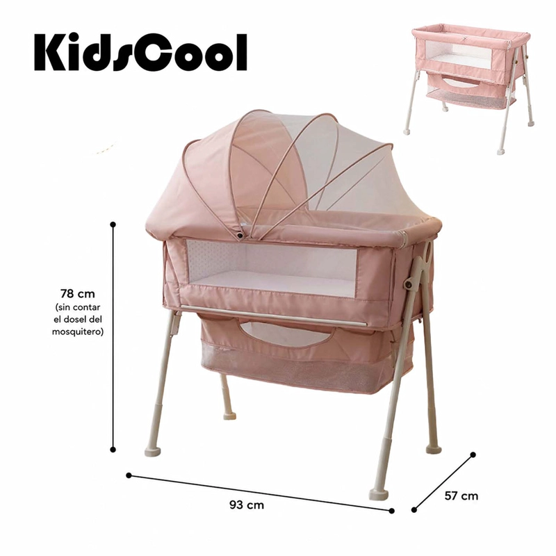 CUNA COLECHO KIDSCOOL MULTIFUNCIONAL PLEGABLE ROSADO - 7