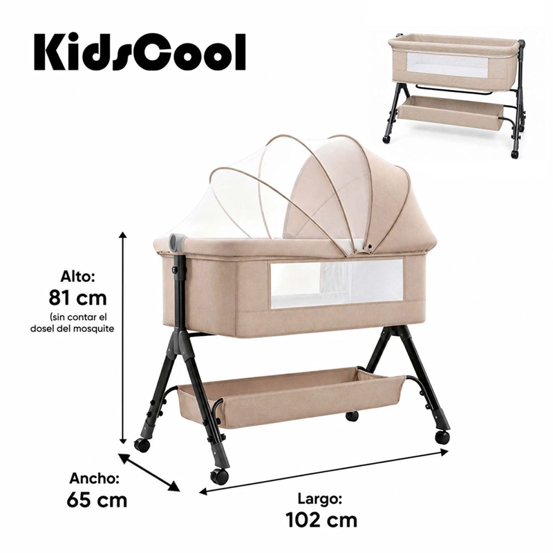 CUNA COLECHO KIDSCOOL PLEGABLE ANTIRREFLUJO Y BALANCEO CAQUI - 7