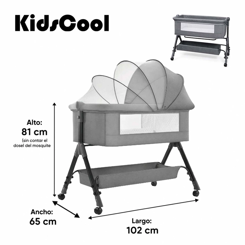 CUNA COLECHO KIDSCOOL PLEGABLE BALANCEO GRIS - 7