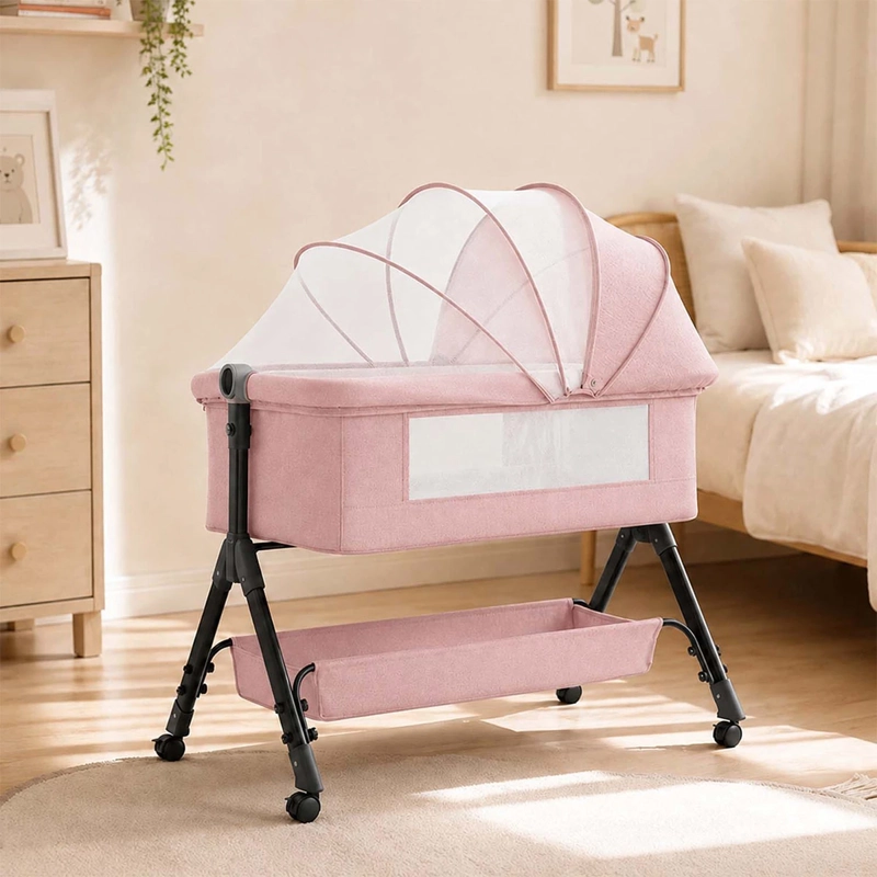 CUNA COLECHO KIDSCOOL PLEGABLE BALANCEO ROSADO - 1