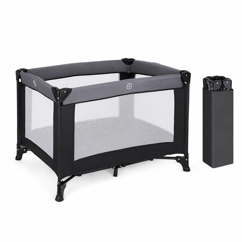 CUNA CORRAL KIDSCOOL PLEGABLE Y PORTÁTIL NEGRO