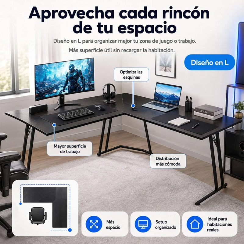 ESCRITORIO GAMER KIDSCOOL LUCES 2 REPISAS - 4