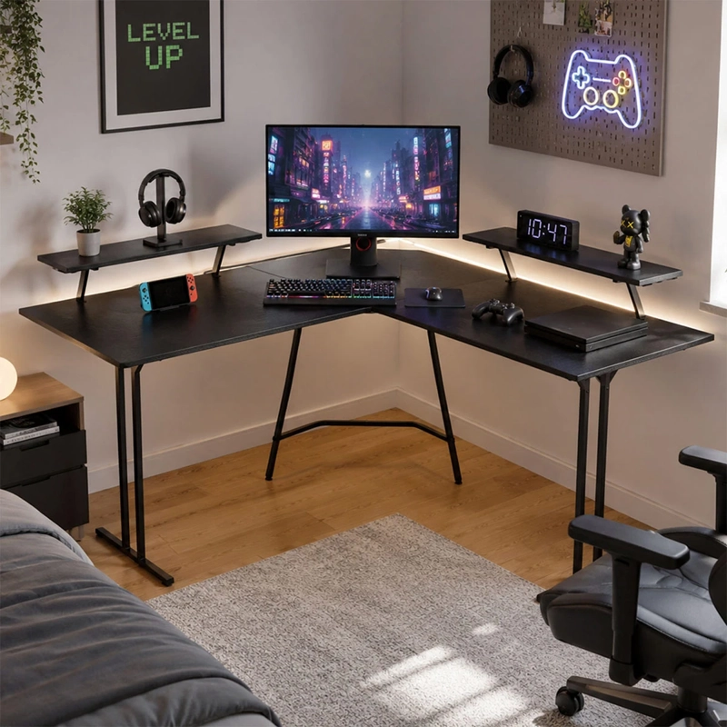 ESCRITORIO GAMER KIDSCOOL LUCES 2 REPISAS - 6