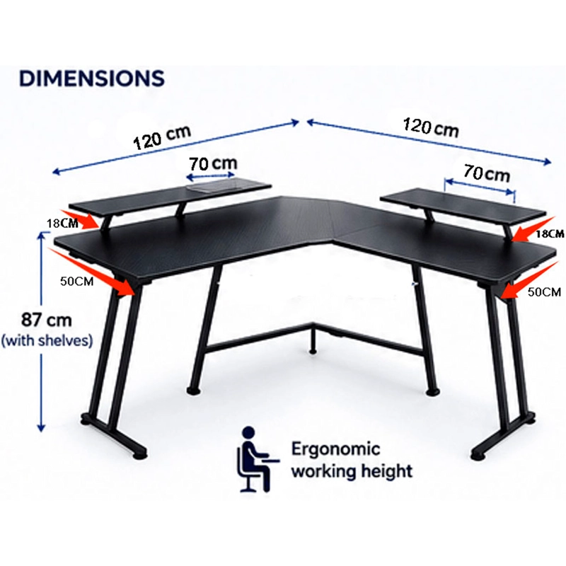 ESCRITORIO GAMER KIDSCOOL LUCES 2 REPISAS - 8