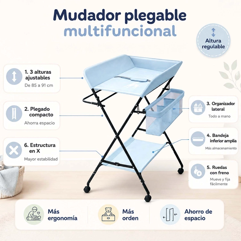 MUDADOR KIDSCOOL PLEGABLE AJUSTABLE AZUL - 3