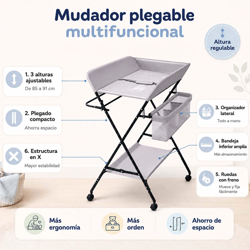 MUDADOR KIDSCOOL PLEGABLE AJUSTABLE GRIS - 3