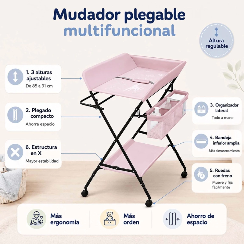 MUDADOR KIDSCOOL PLEGABLE AJUSTABLE ROSA - 3