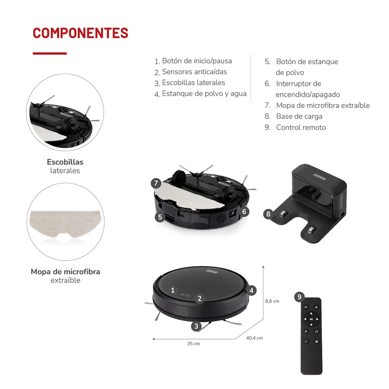 ROBOT 2 EN 1 ASPIRADOR TRAPEADOR THOMAS GYROROBOT PRO TH-AR1070G - 5