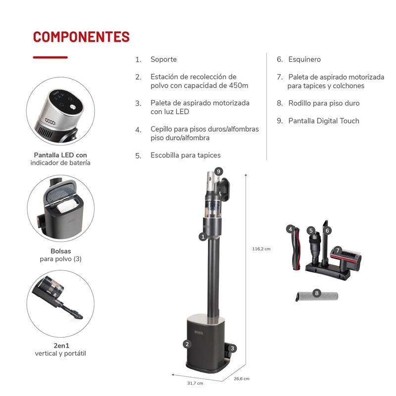 ASPIRADORA VERTICAL THOMAS INALÁMBRICO STICK SMARTCLEAN 500 TH-1040ES - 5