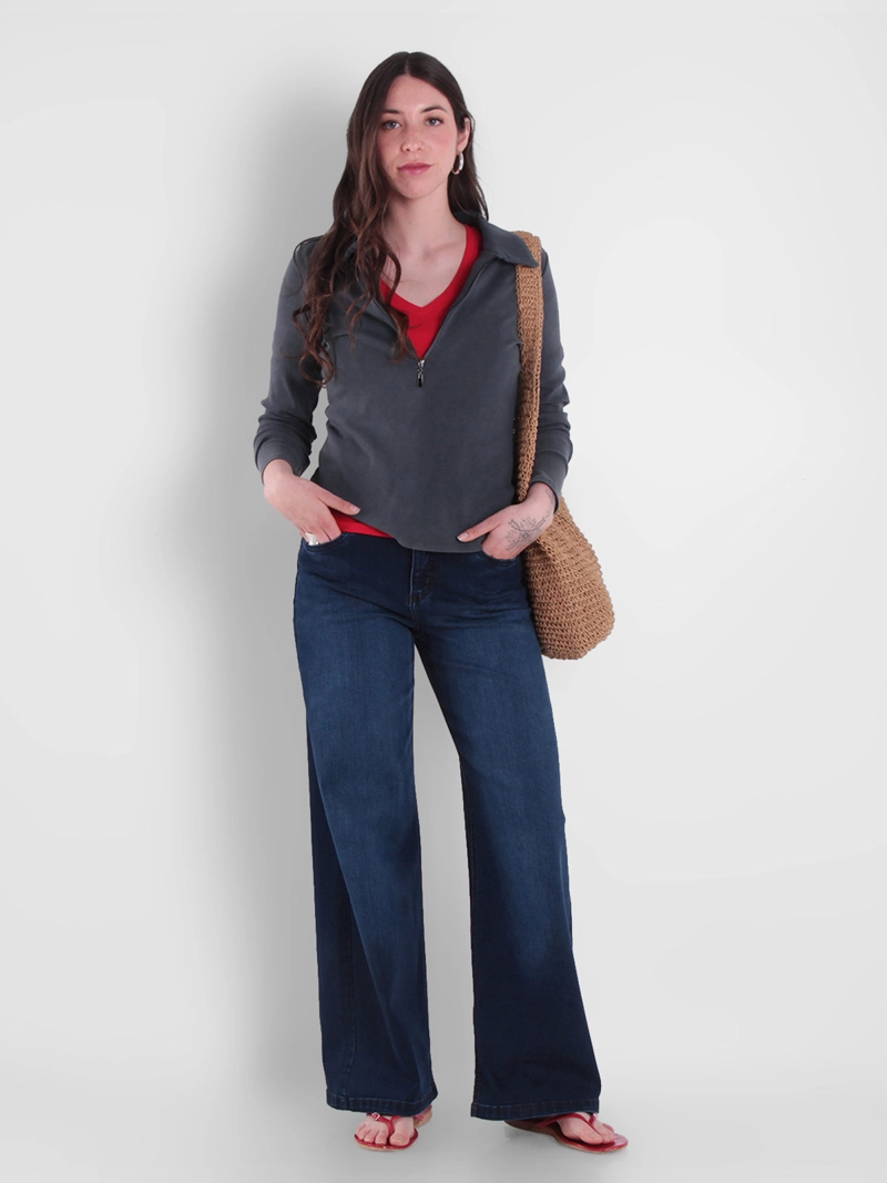 JEANS MUJER WADOS ALGODÓN WIDE TIRO ALTO - 1