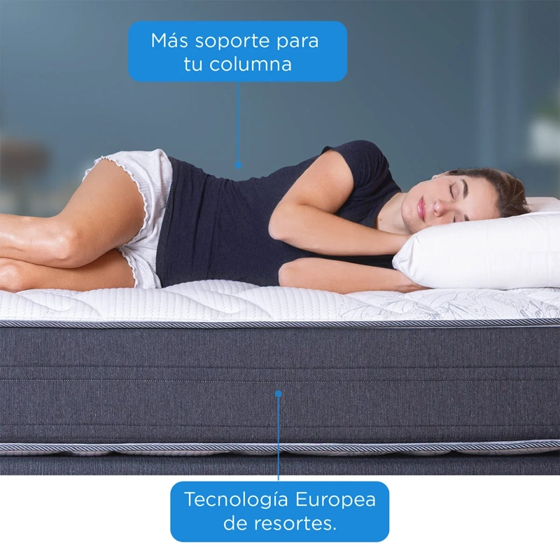 CAMA EUROPEA FLEX EUROPEDIC DUAL 1 PLAZA + RESPALDO ROYAL NEGRO - 4