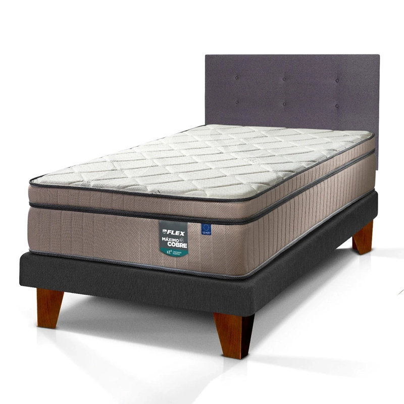 CAMA EUROPEA FLEX MÁXIMO COBRE 1.5 PLAZAS + RESPALDO ROYAL GRAFITO - 2