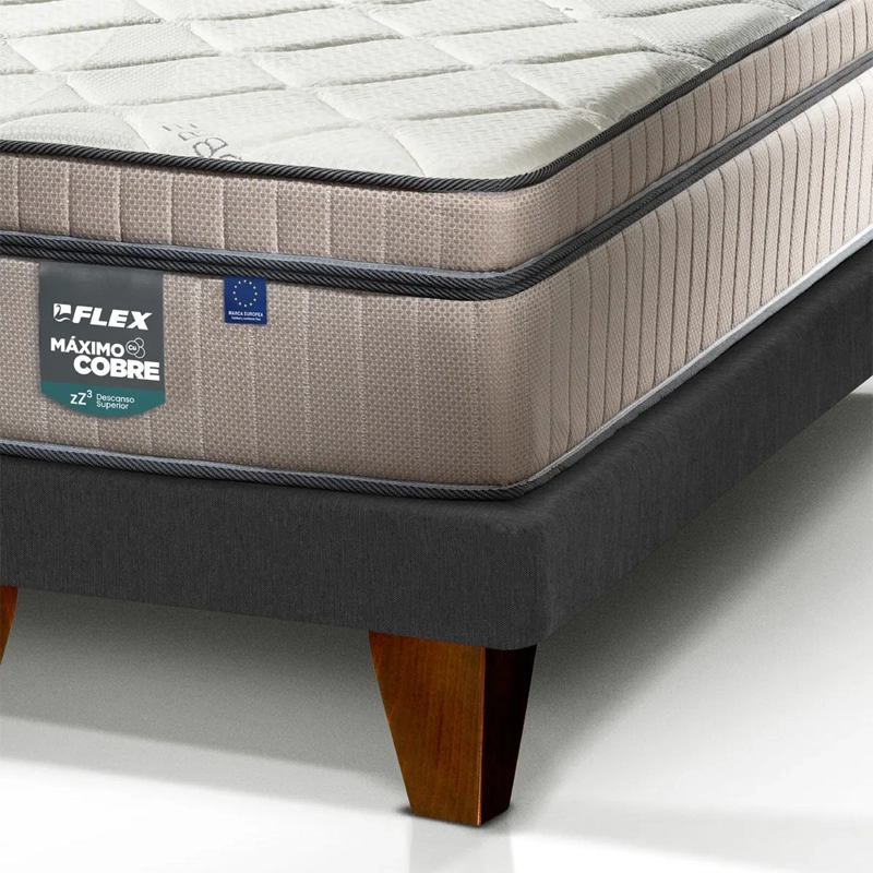 CAMA EUROPEA FLEX MÁXIMO COBRE B/D 2 PLAZAS + RESPALDO ROYAL GRAFITO - 3