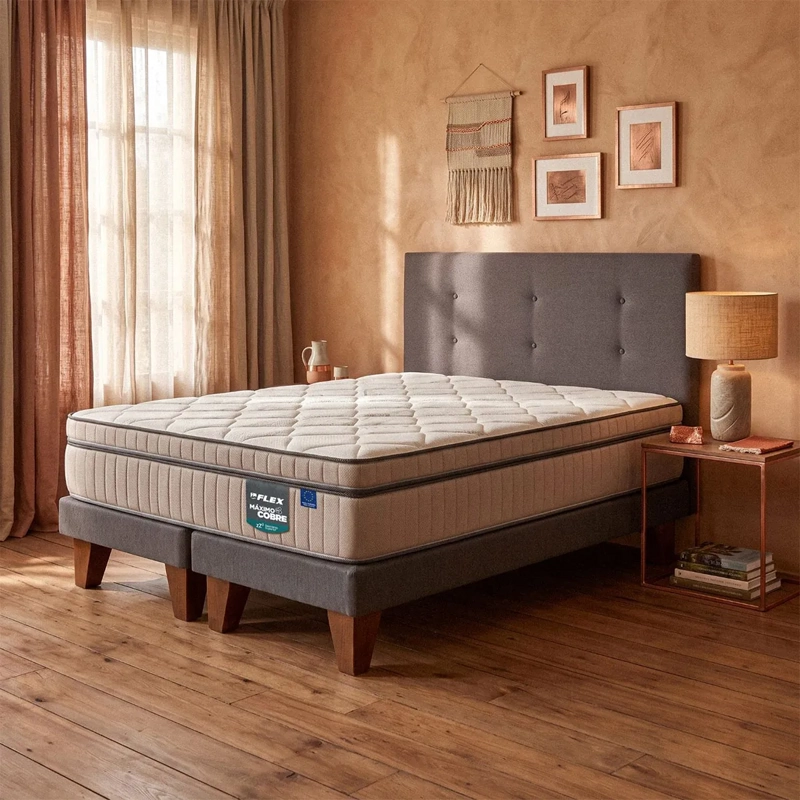 CAMA EUROPEA FLEX MÁXIMO COBRE B/D 2 PLAZAS + RESPALDO ROYAL GRAFITO - 5