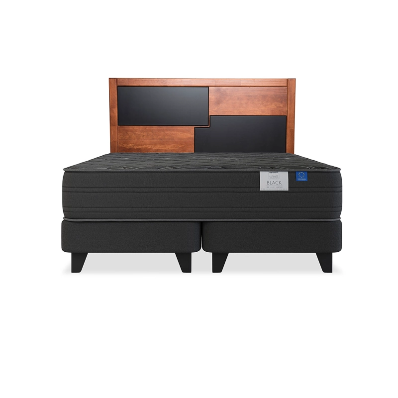 CAMA EUROPEA FLEX PREMIUM BLACK B/D 2 PLAZAS + RESPALDO COLONIAL