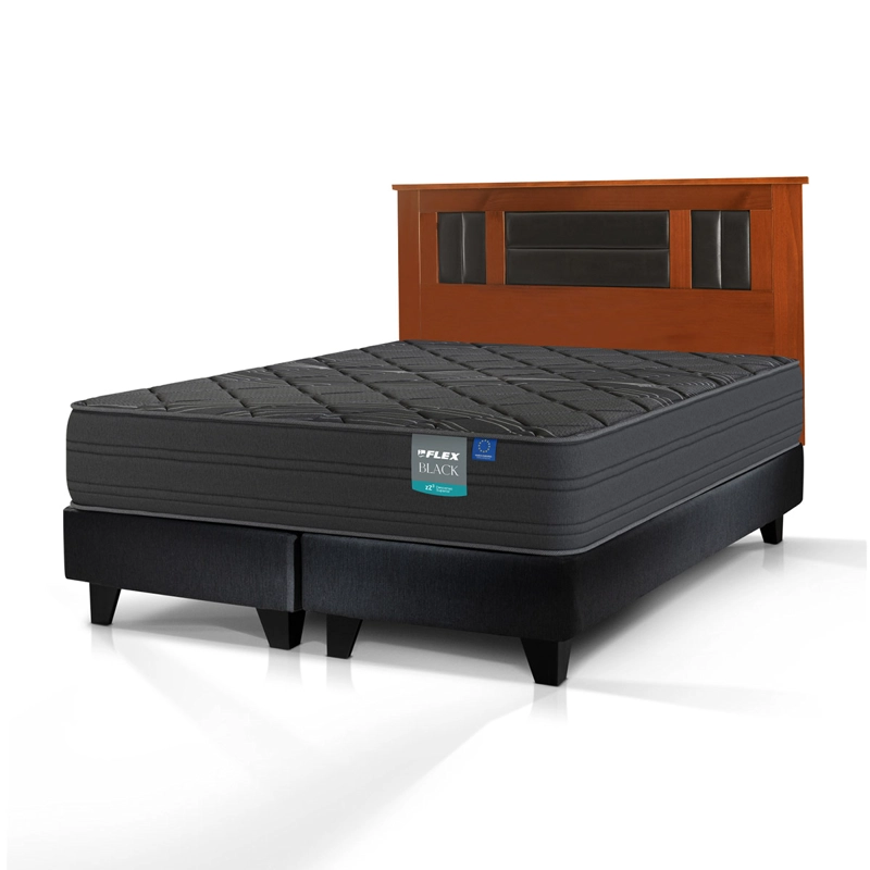 CAMA EUROPEA FLEX PREMIUM BLACK B/D 2 PLAZAS + RESPALDO LORRAINE  - 2