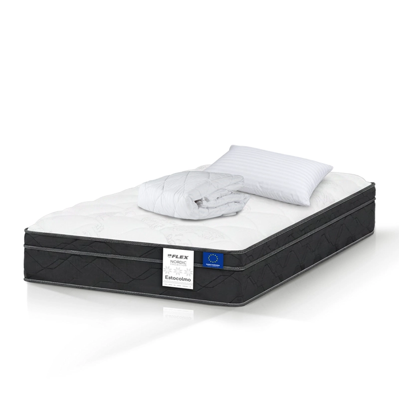 COLCHÓN FLEX ESTOCOLMO 1.5 PLAZAS BOX + ALMOHADA + CUBRECOLCHÓN - 2