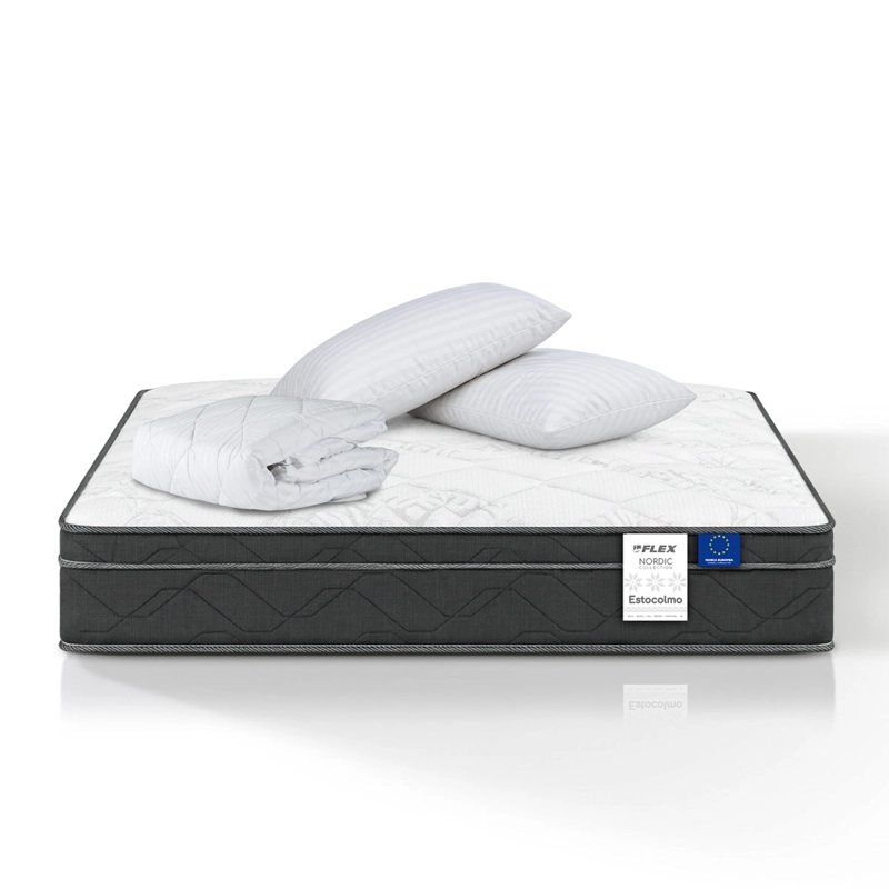 COLCHÓN FLEX ESTOCOLMO 2 PLAZAS BOX + 2 ALMOHADAS + CUBRECOLCHÓN - 2