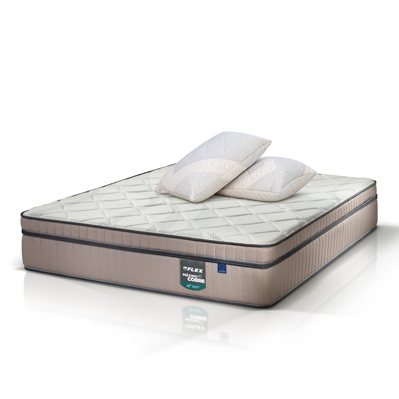 COLCHÓN FLEX MÁXIMO COBRE 2 PLAZAS BOX + 2 ALMOHADAS DE COBRE - 2