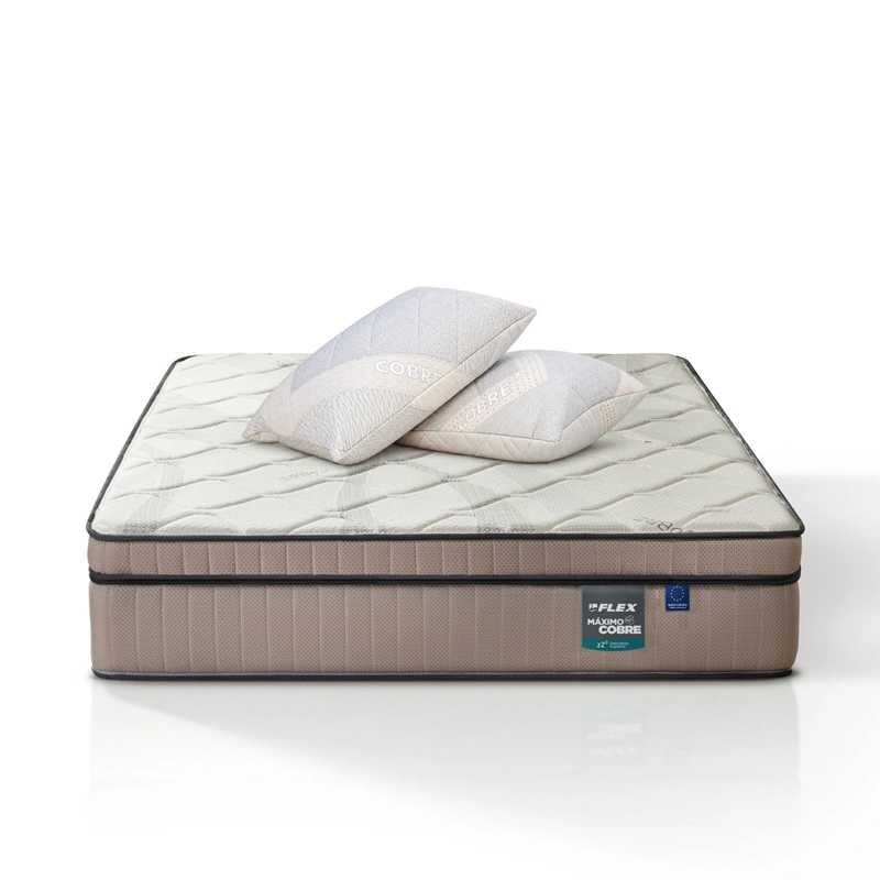 COLCHÓN FLEX MÁXIMO COBRE 2 PLAZAS + 2 ALMOHADAS DE COBRE - 1