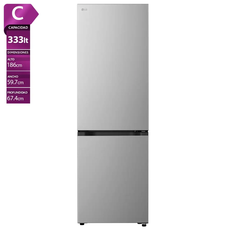 REFRIGERADOR BOTTOM FREEZER LG GB30BPY 333L NO FROST PLATA