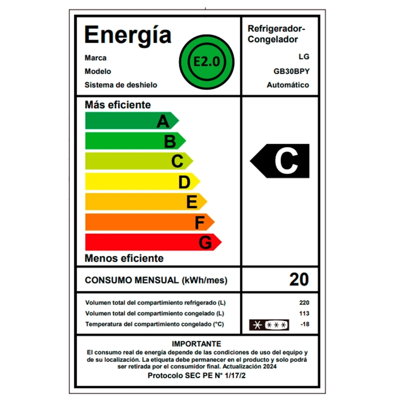 REFRIGERADOR BOTTOM FREEZER LG GB30BPY 333L NO FROST PLATA - 10