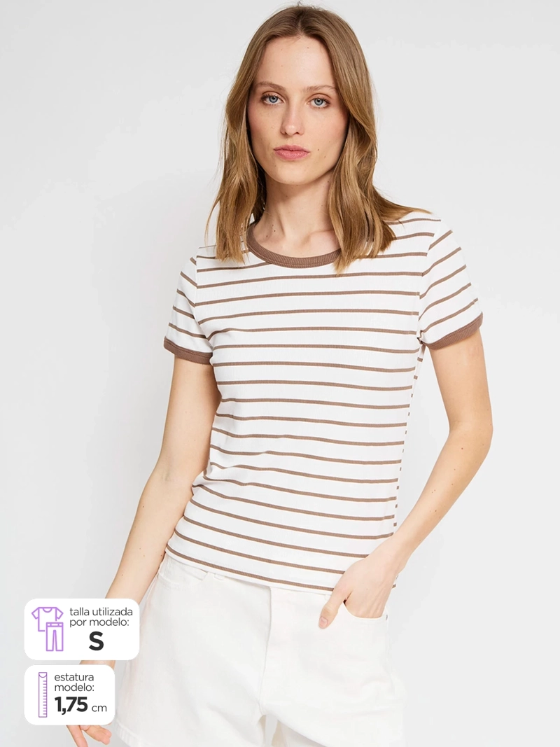 POLERA MUJER REGATTA MANGA CORTA RAYAS - 1