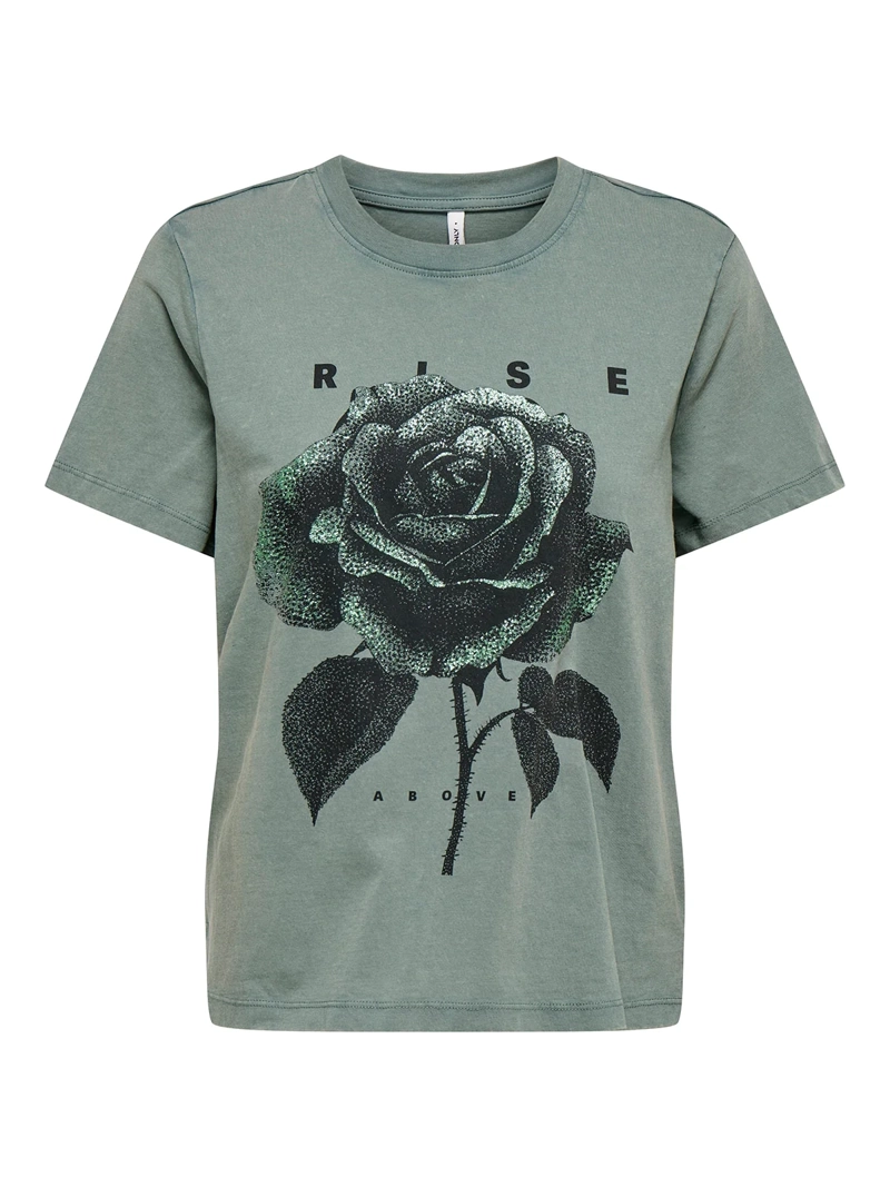 POLERA MUJER ONLY ALGODÓN CUELLO REDONDO MANGA CORTA ESTAMPADO