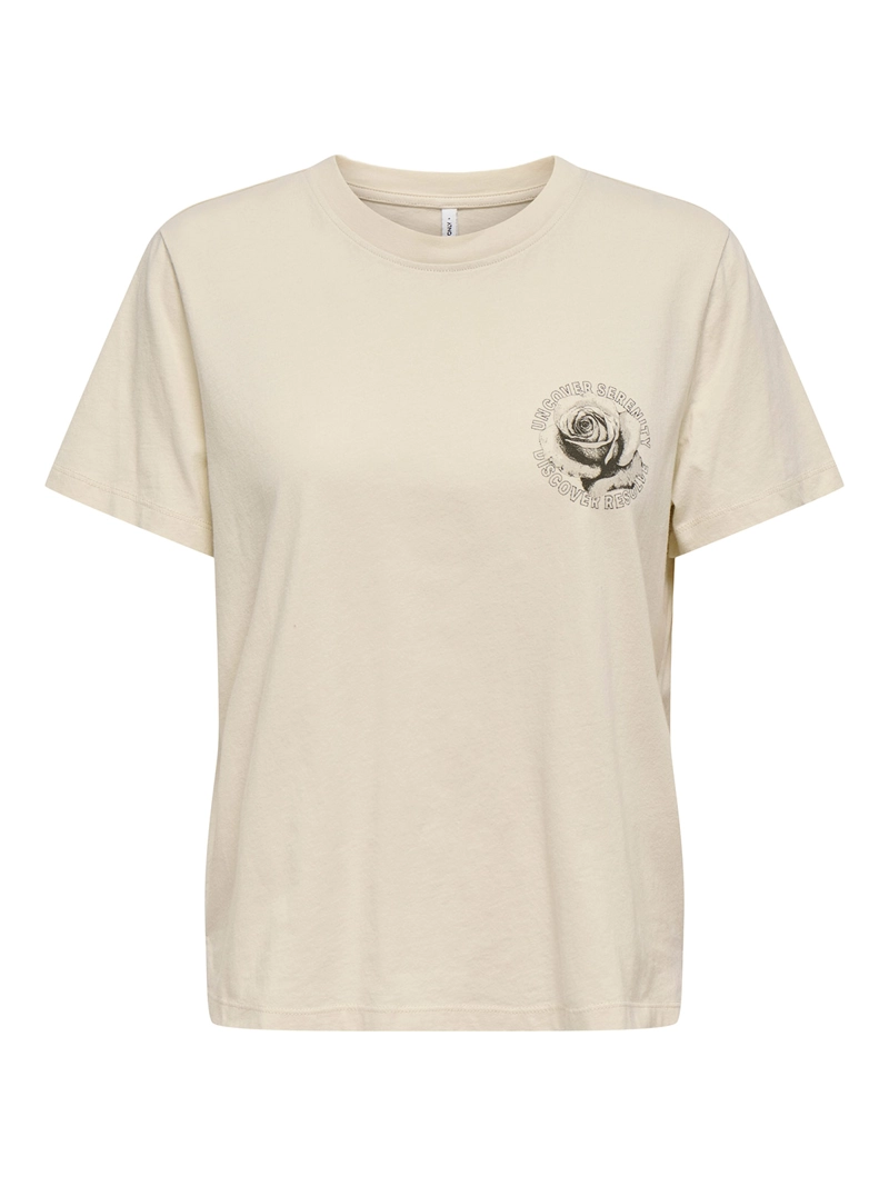 POLERA MUJER ONLY ALGODÓN CUELLO REDONDO MANGA CORTA ESTAMPADO