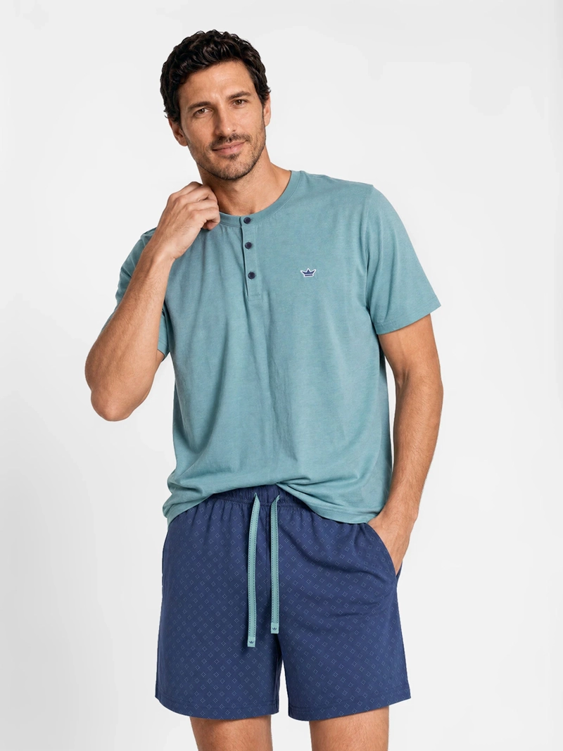 PIJAMA HOMBRE PALMERS ALGODÓN CUELLO ABOTONADO - 1