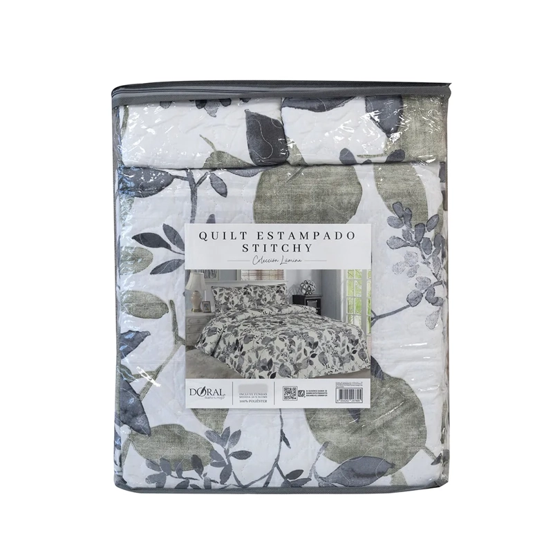 QUILT DORAL STITCHY ESTAMPADO LUMINA KING SILV - 4