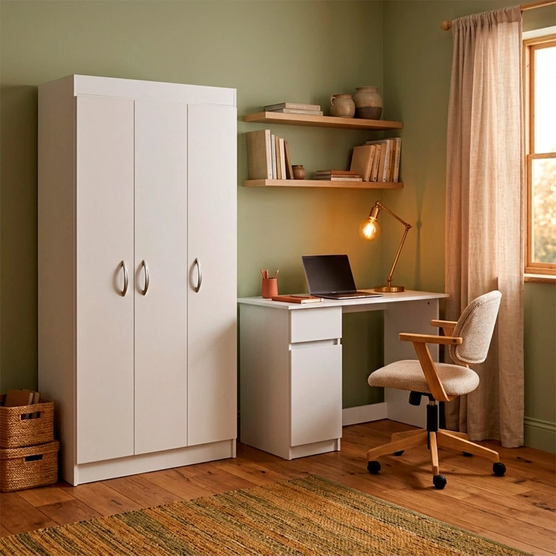 SET MUEBLES CIC CLOSET 3 PUERTAS + ESCRITORIO 1 CAJÓN 1 PUERTA