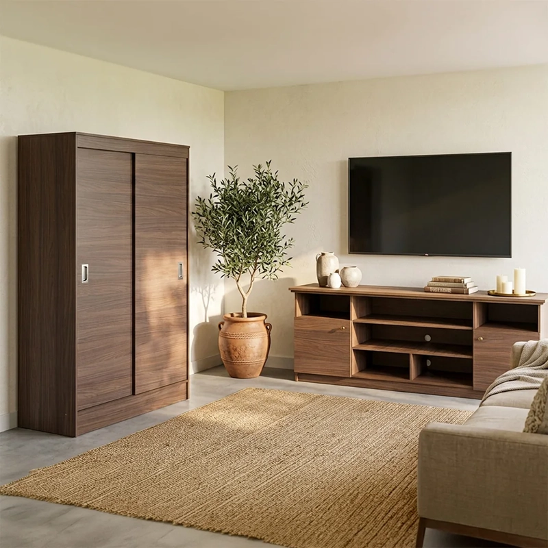 SET MUEBLES CIC CLOSET CABURGA + RACK ATENAS CAFÉ