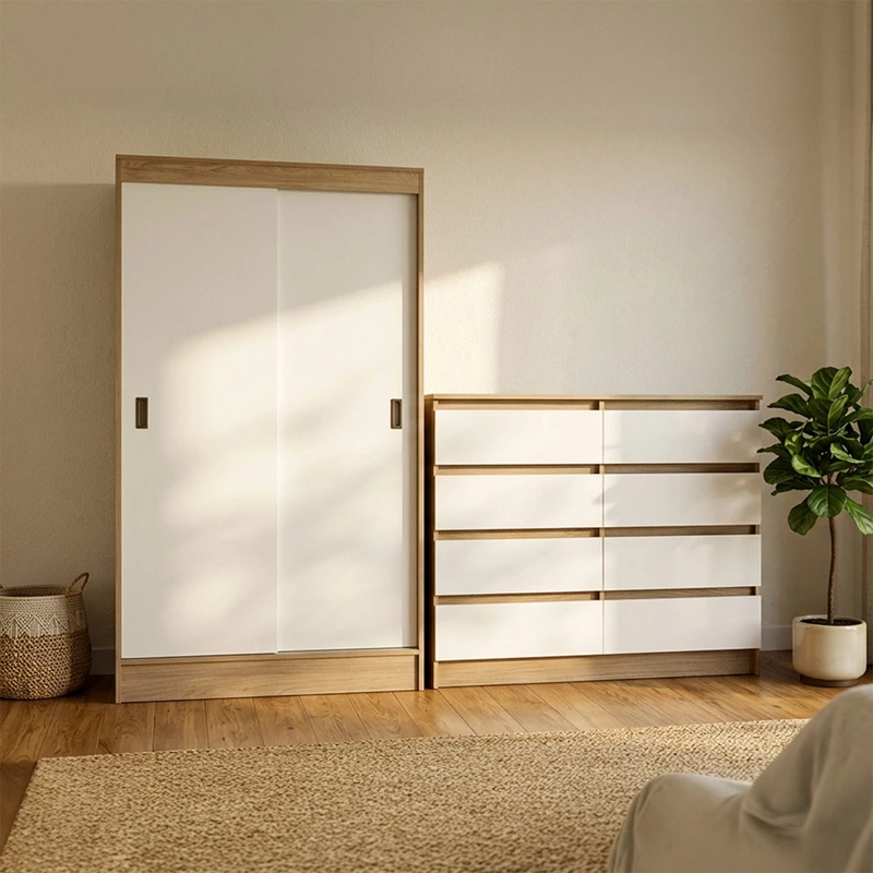 SET MUEBLES CIC CLOSET CABURGA + CÓMODA AUSTRIA BICOLOR