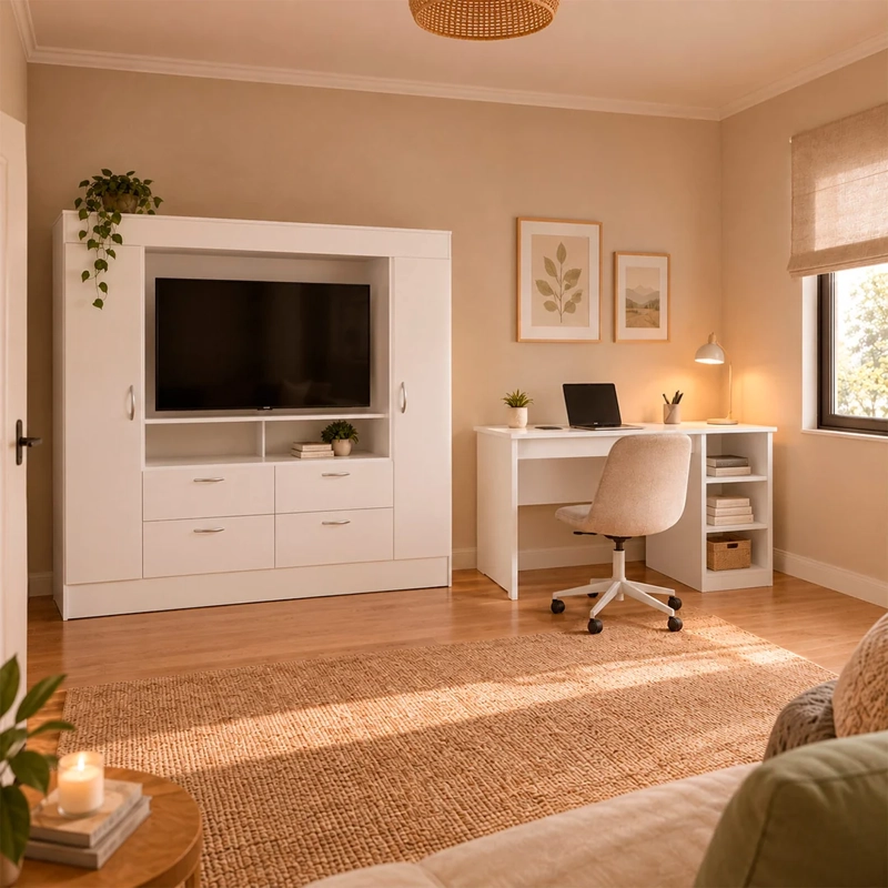 SET MUEBLES CIC CLOSET BACKER + ESCRITORIO 2R BLANCO