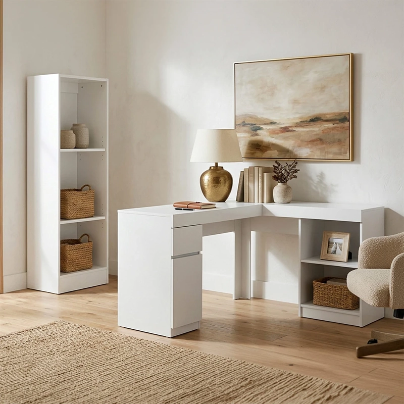 SET MUEBLES CIC ESCRITORIO + LIBRERO PALERMO BLANCO