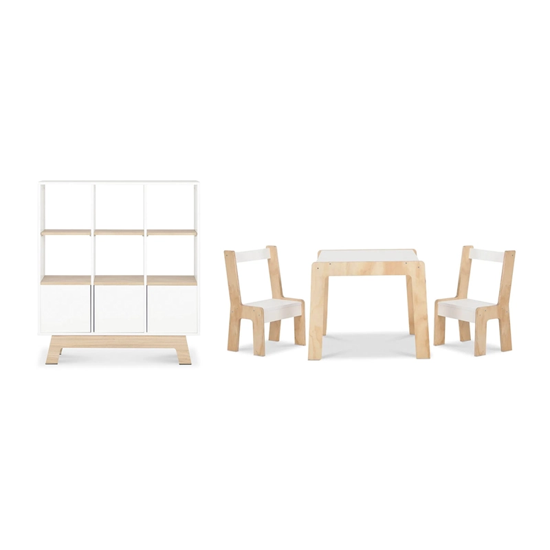 SET MUEBLES INFANTIL CIC MESITA + 2 SILLAS + LIBRERO CAFÉ - 1