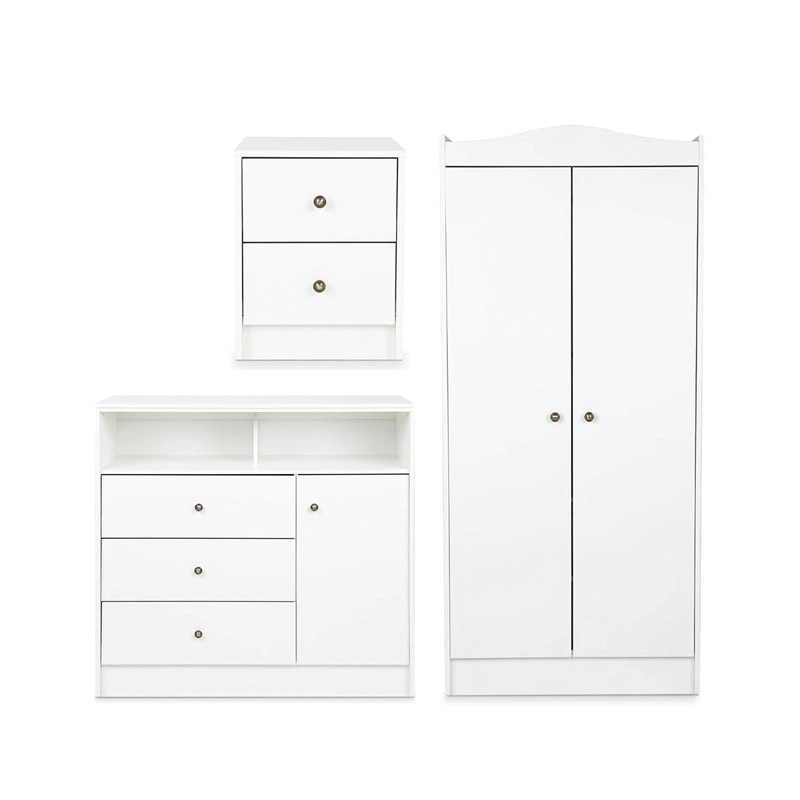 SET MUEBLES INFANTIL CIC CLOSET 2 PUERTAS + CÓMODA 3 CAJONES 1 PUERTA + VELADOR 2 CAJONES CAFÉ